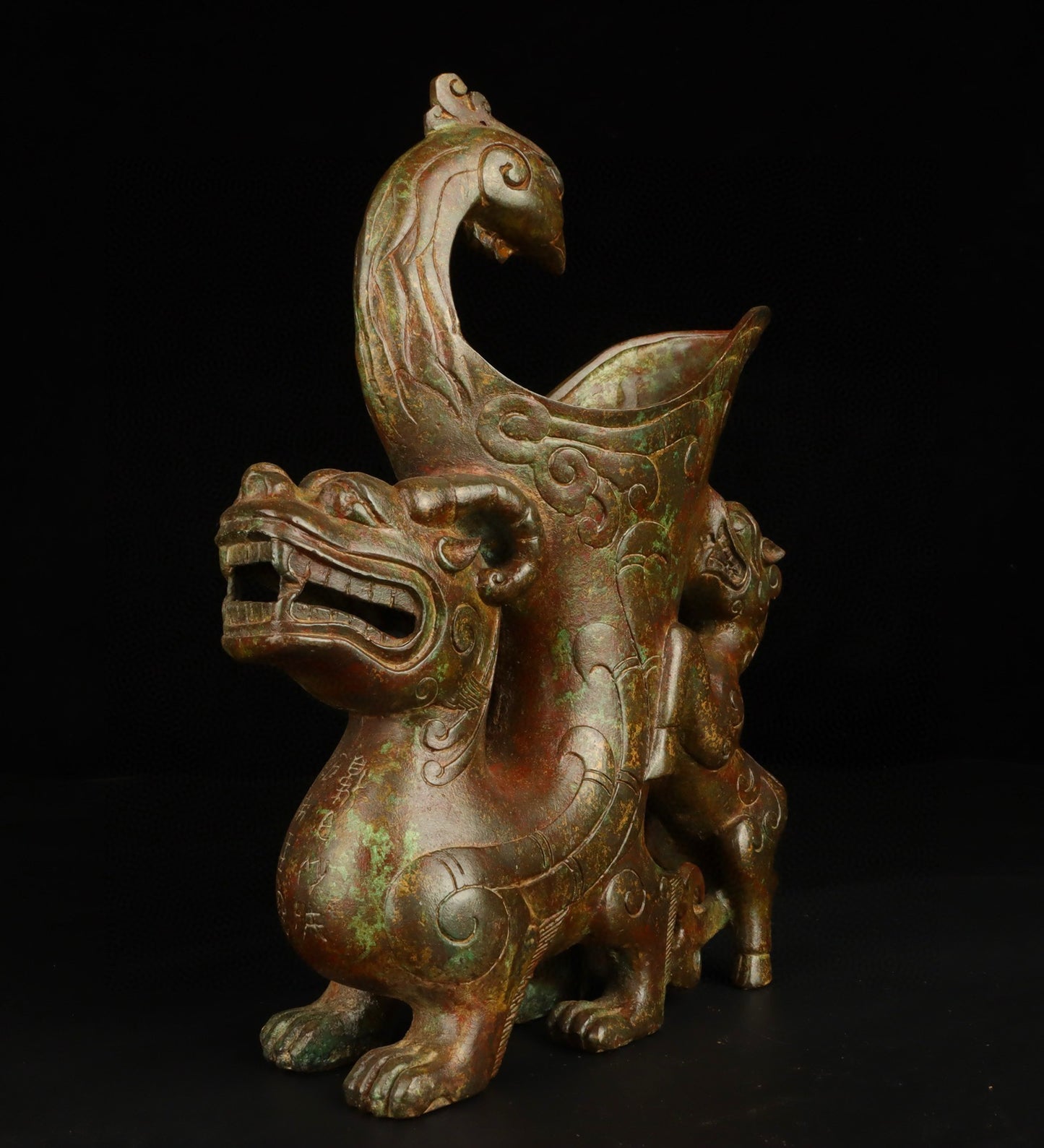 Chinese Antique Bronze Beast Cup