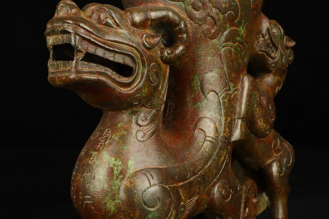 Chinese Antique Bronze Beast Cup