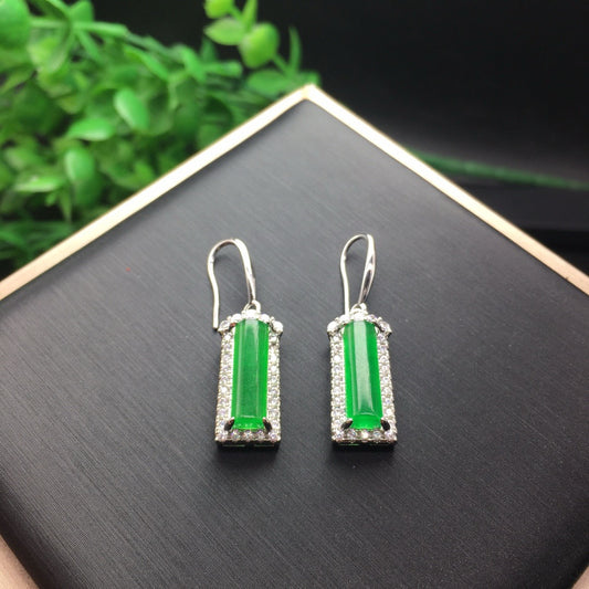 Ice Green Jade Earrings and Safety Pillars