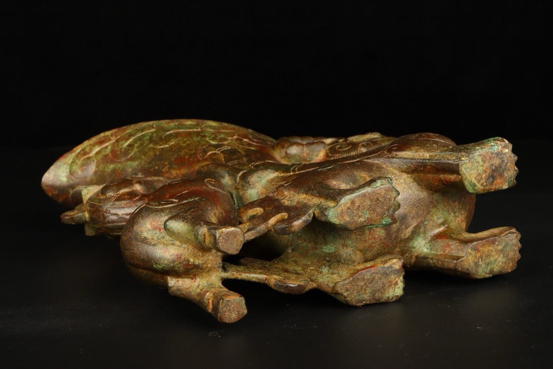 Chinese Antique Bronze Beast Cup