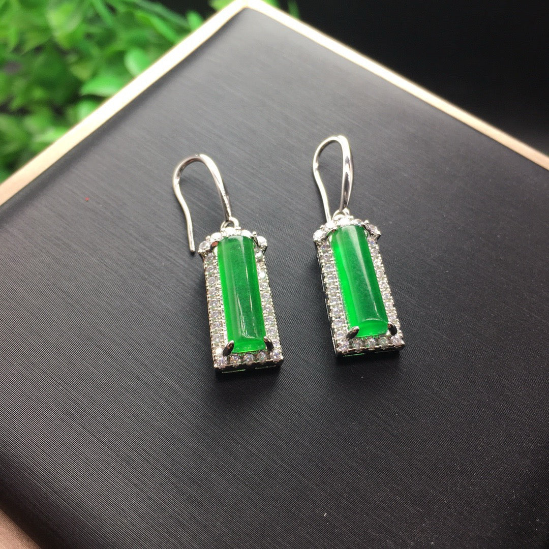 Ice Green Jade Earrings and Safety Pillars