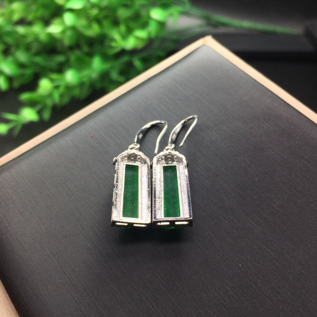 Ice Green Jade Earrings and Safety Pillars