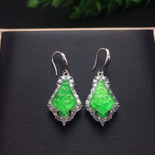 Ice Green Jade Earrings