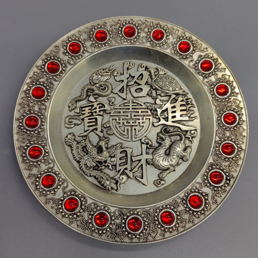 Pure copper gemstone plate