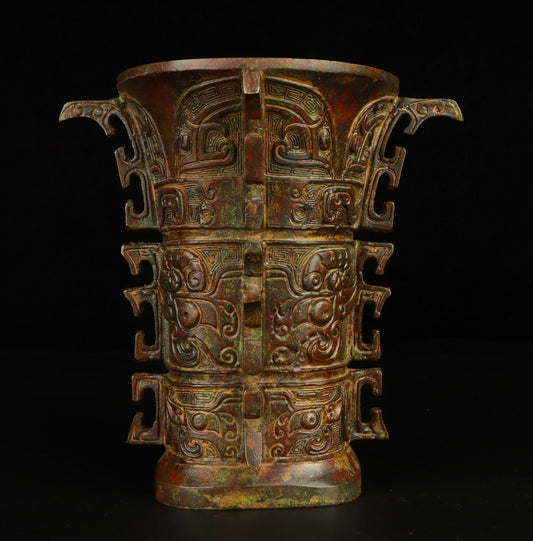 Chinese Antique Bronze Round Zun