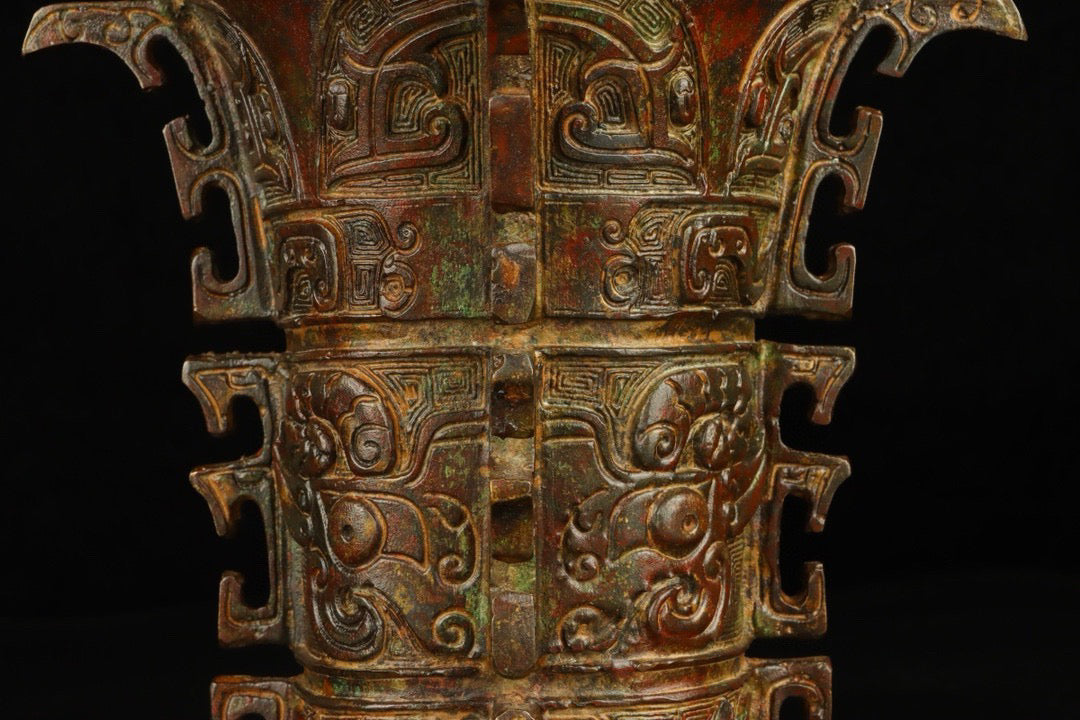 Chinese Antique Bronze Round Zun