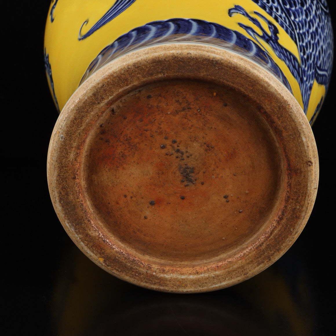 Blue and white with yellow glaze and cloud dragon pattern plum vase