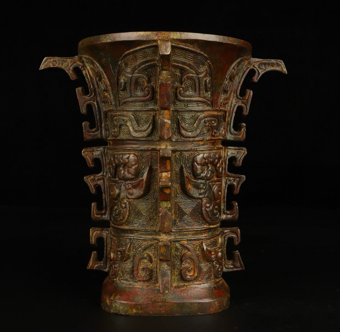 Chinese Antique Bronze Round Zun