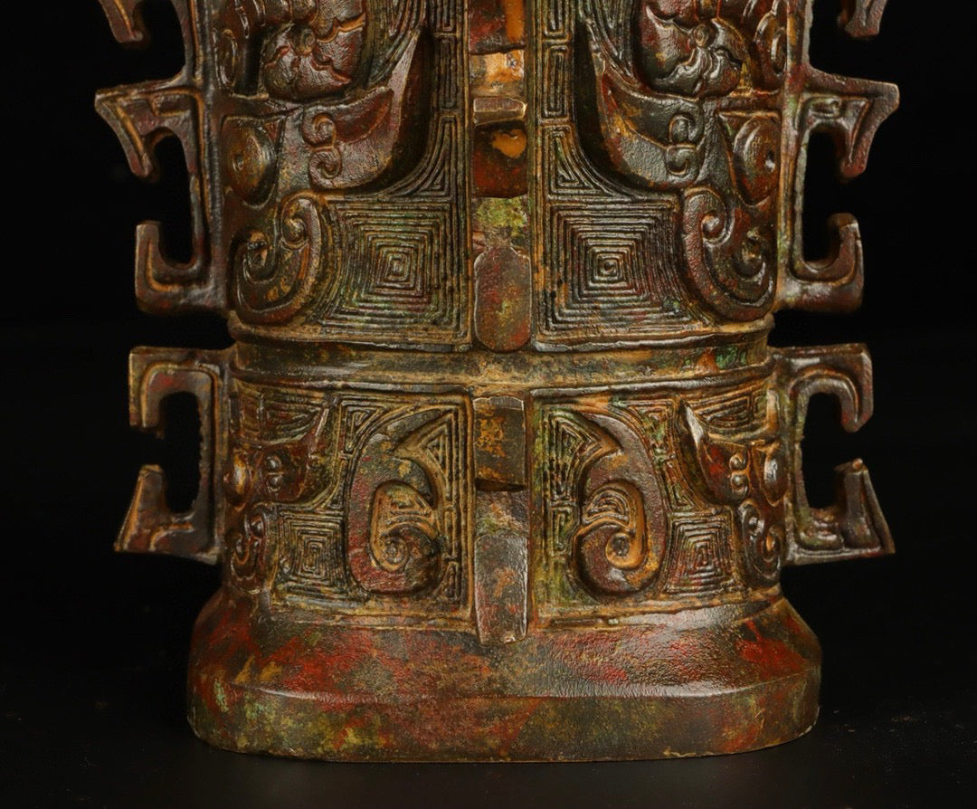 Chinese Antique Bronze Round Zun