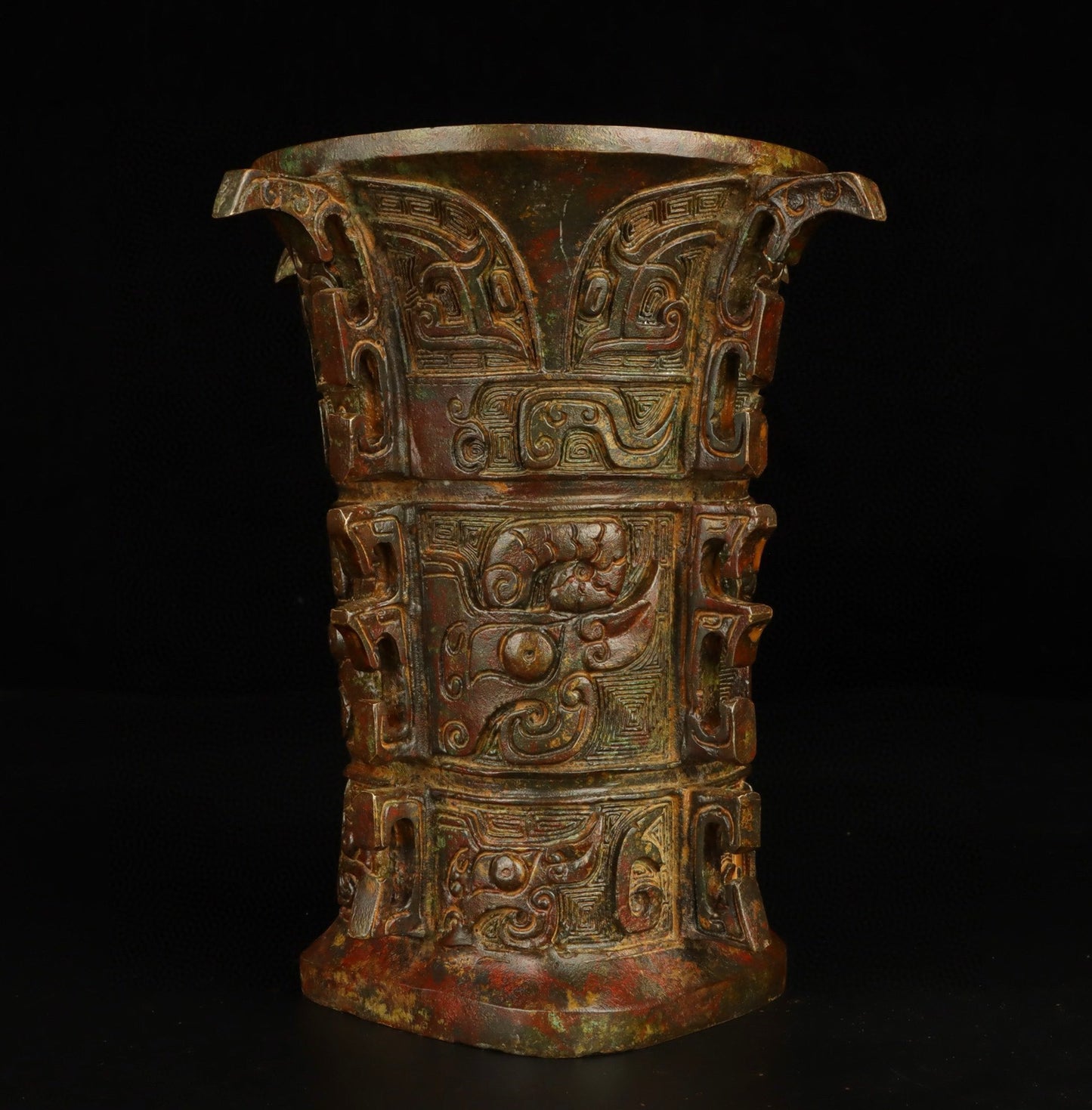 Chinese Antique Bronze Round Zun