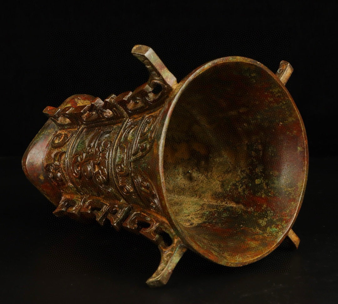 Chinese Antique Bronze Round Zun