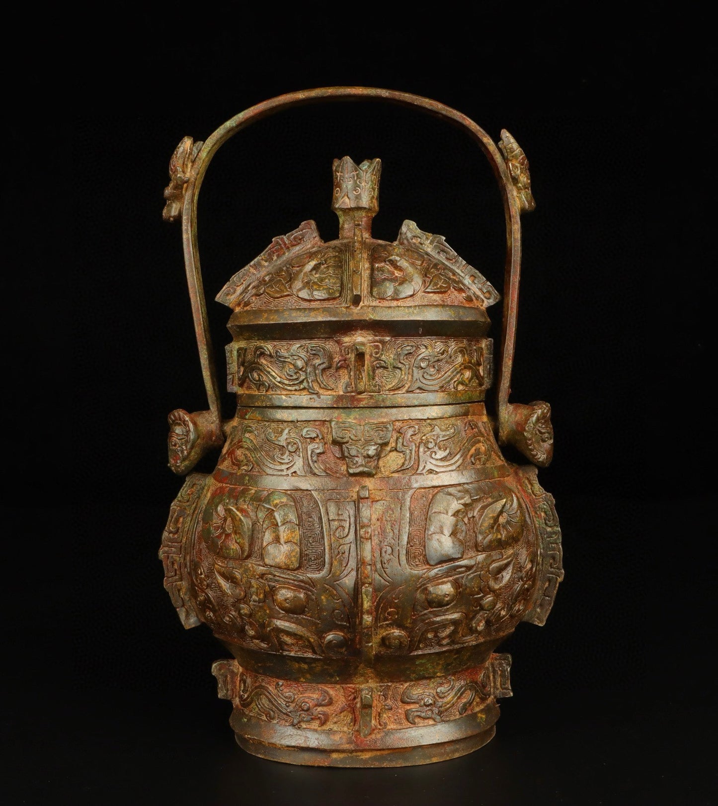 Chinese antique bronze gluttonous pattern lifting beam