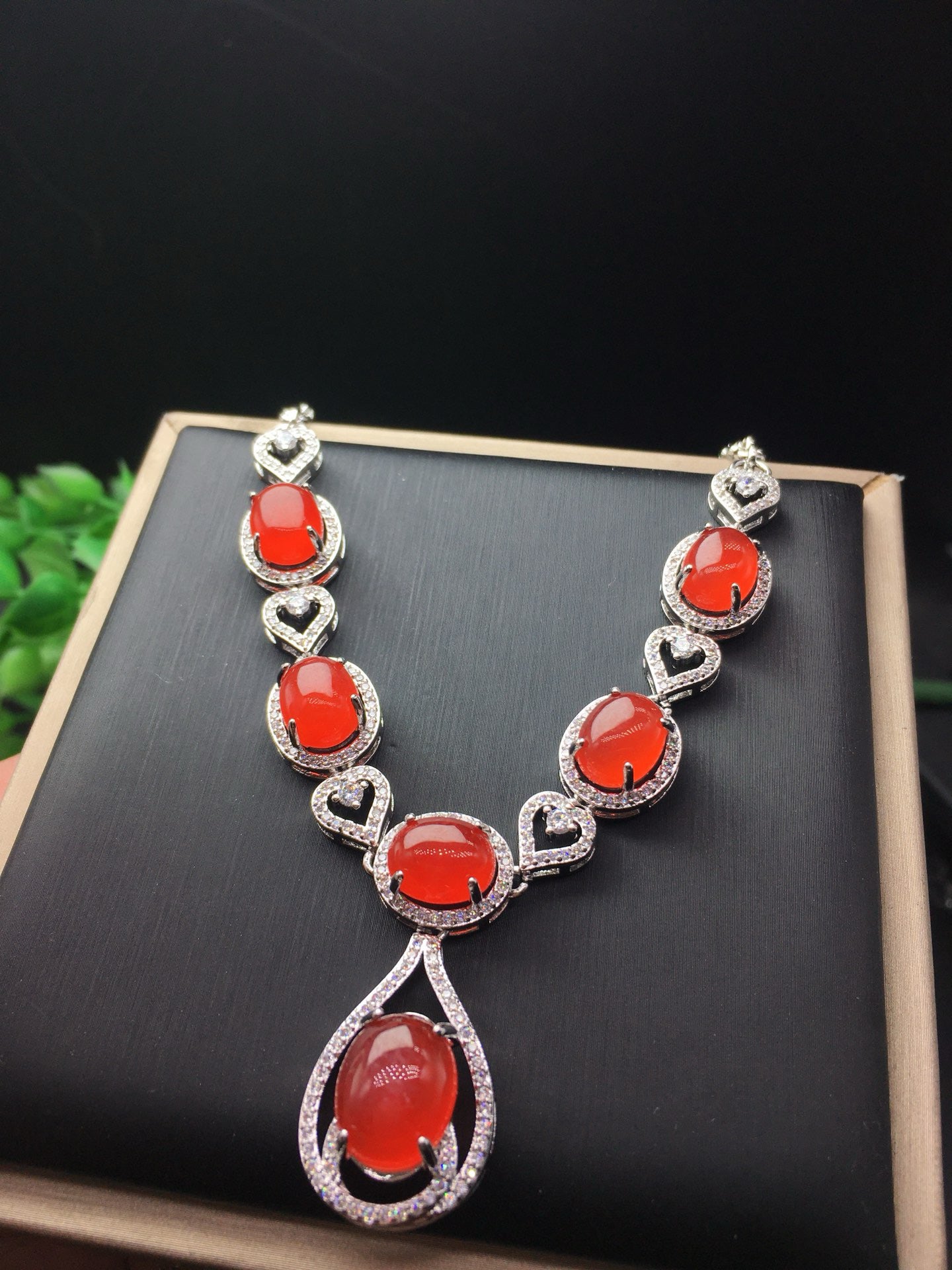 Ice Red Jade Necklace