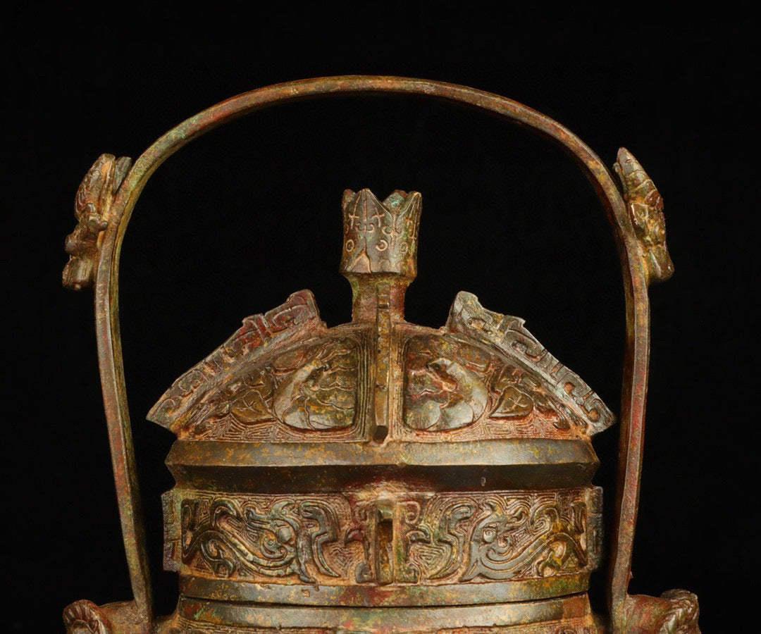 Chinese antique bronze gluttonous pattern lifting beam