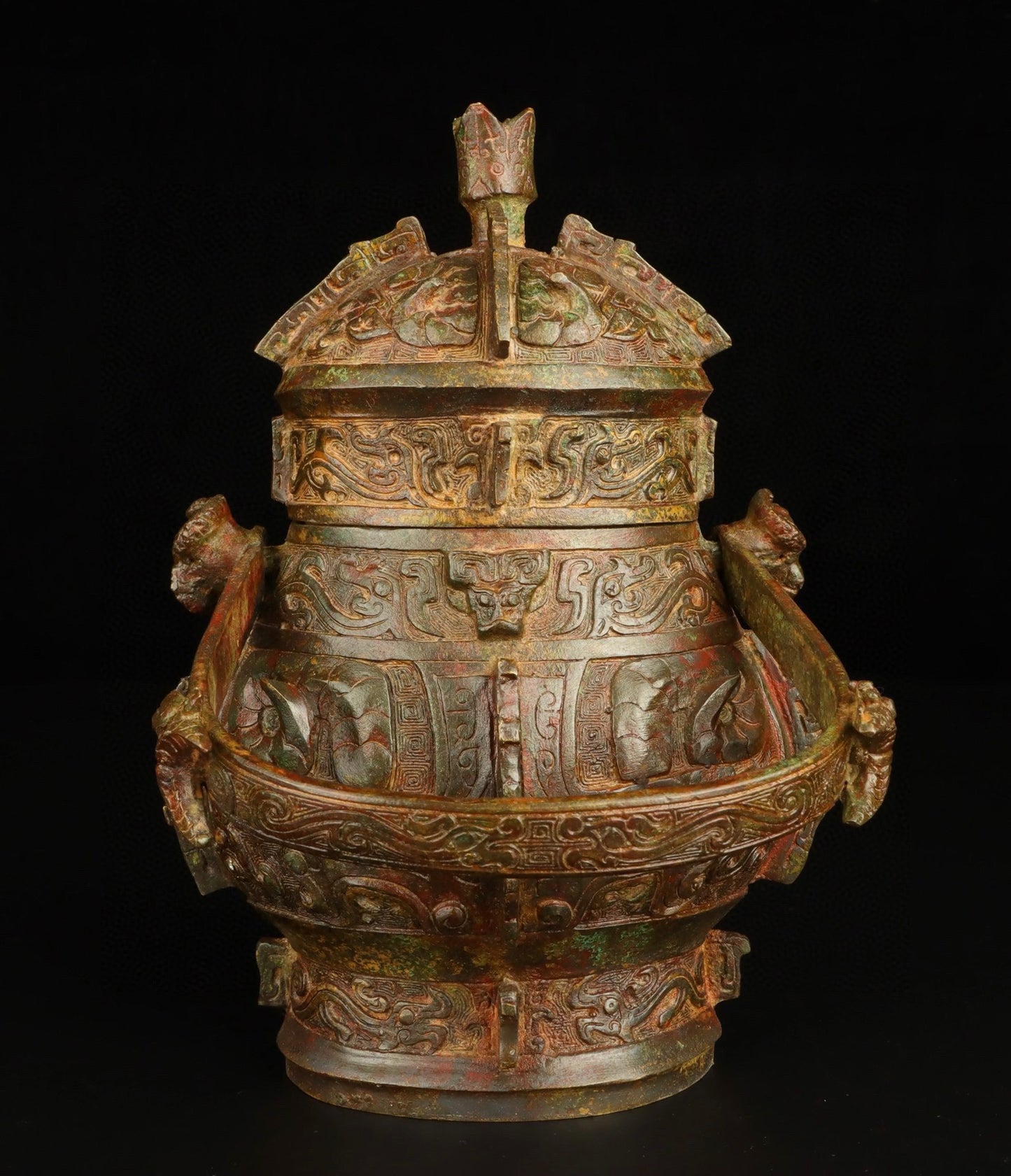 Chinese antique bronze gluttonous pattern lifting beam