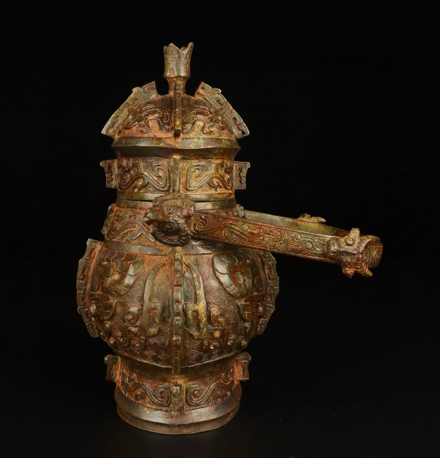 Chinese antique bronze gluttonous pattern lifting beam