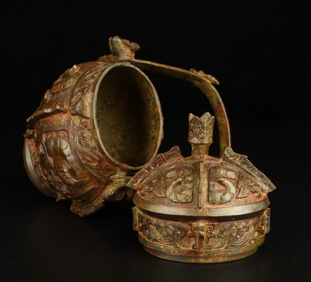 Chinese antique bronze gluttonous pattern lifting beam