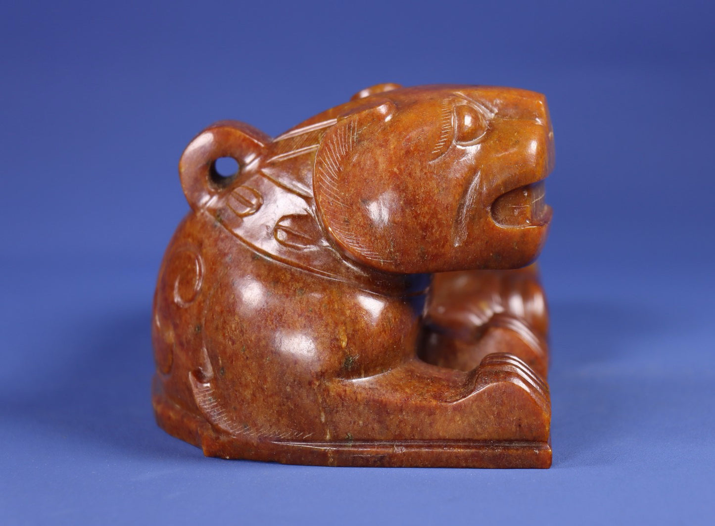 Chinese Antique Pure Hand Carving Old Hotan Jade House Animal