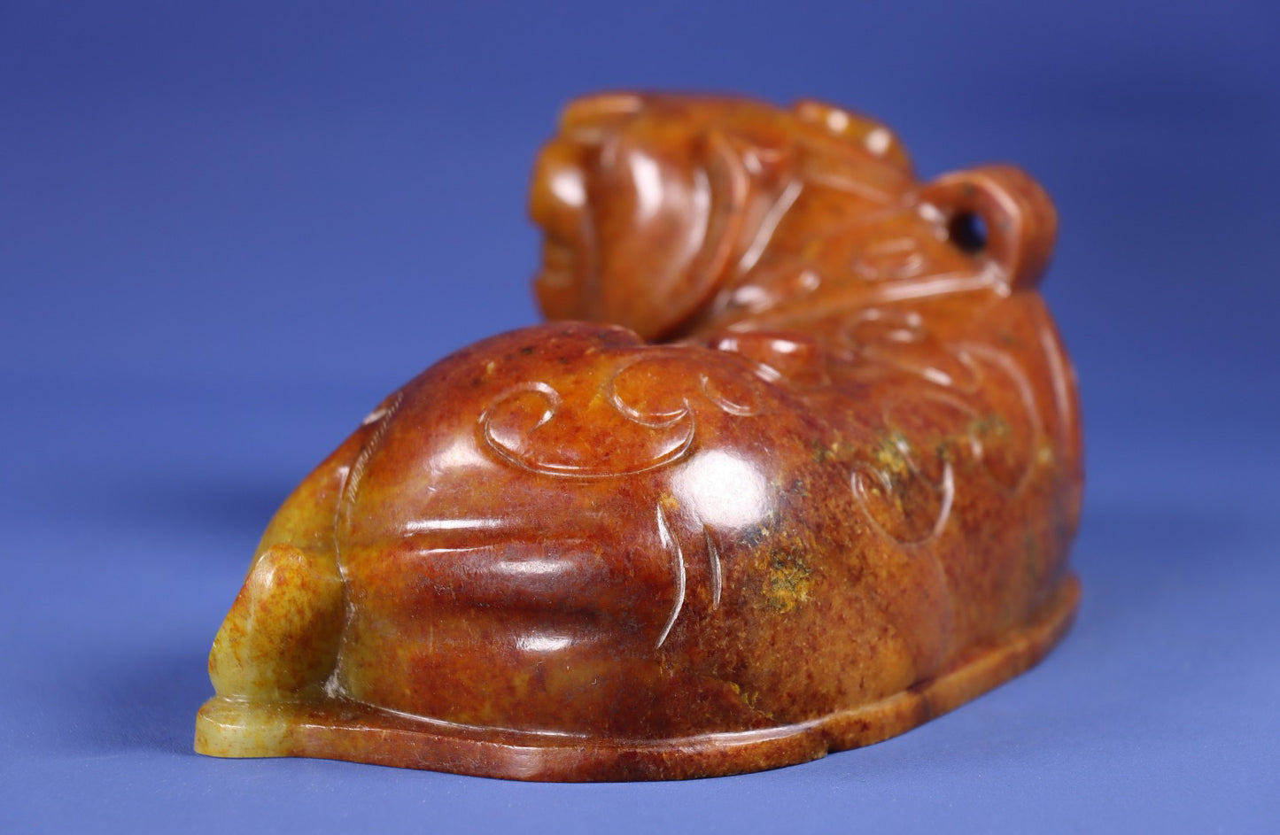 Chinese Antique Pure Hand Carving Old Hotan Jade House Animal