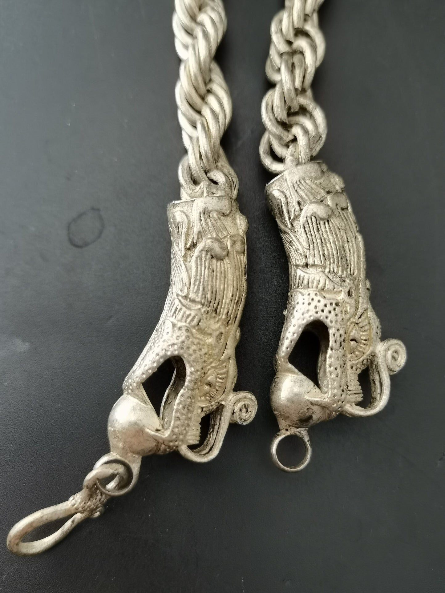 Chinese Antique Silver Dragon Necklace