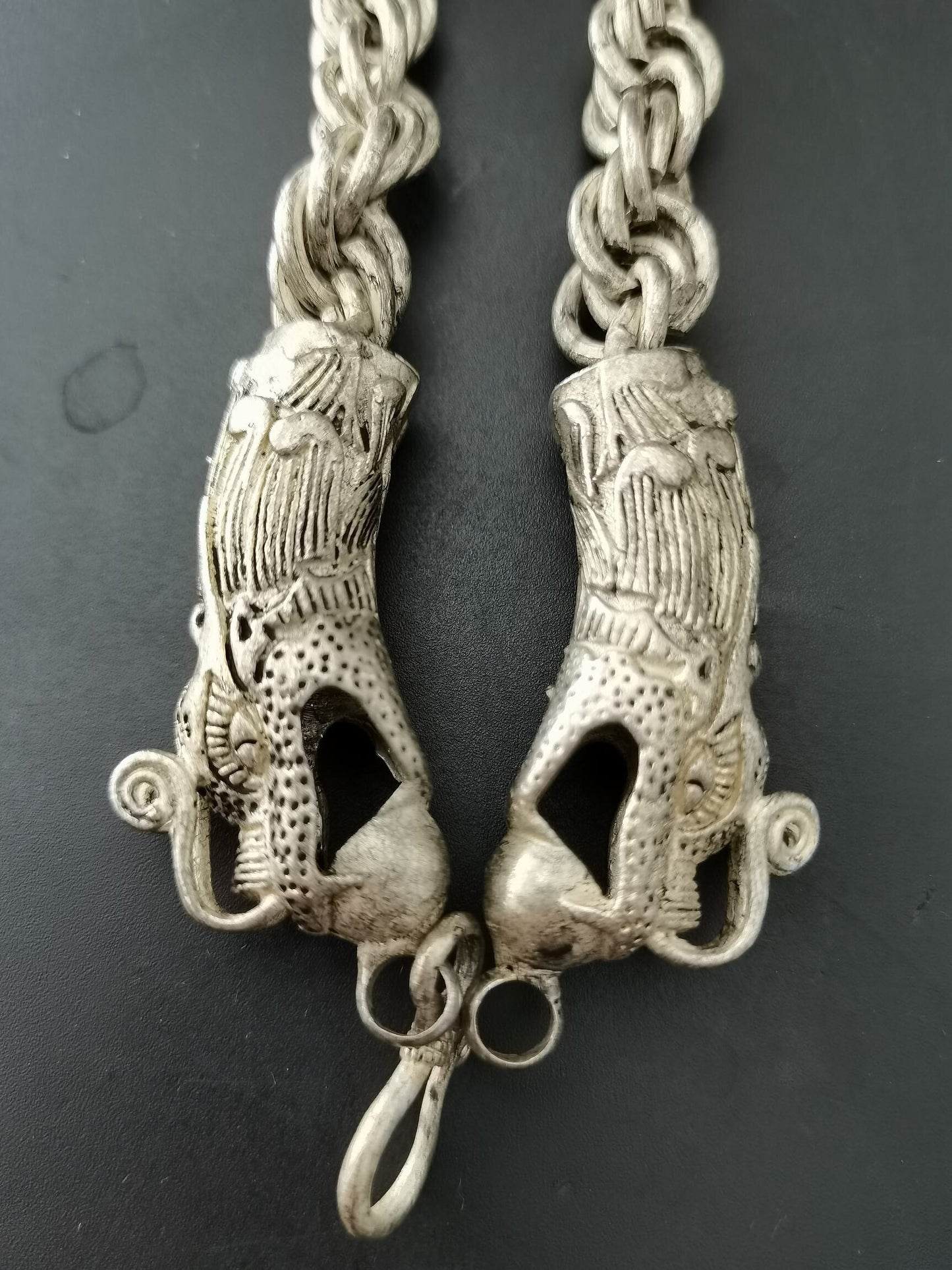 Chinese Antique Silver Dragon Necklace