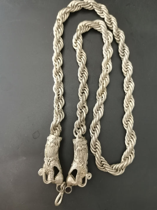 Chinese Antique Silver Dragon Necklace