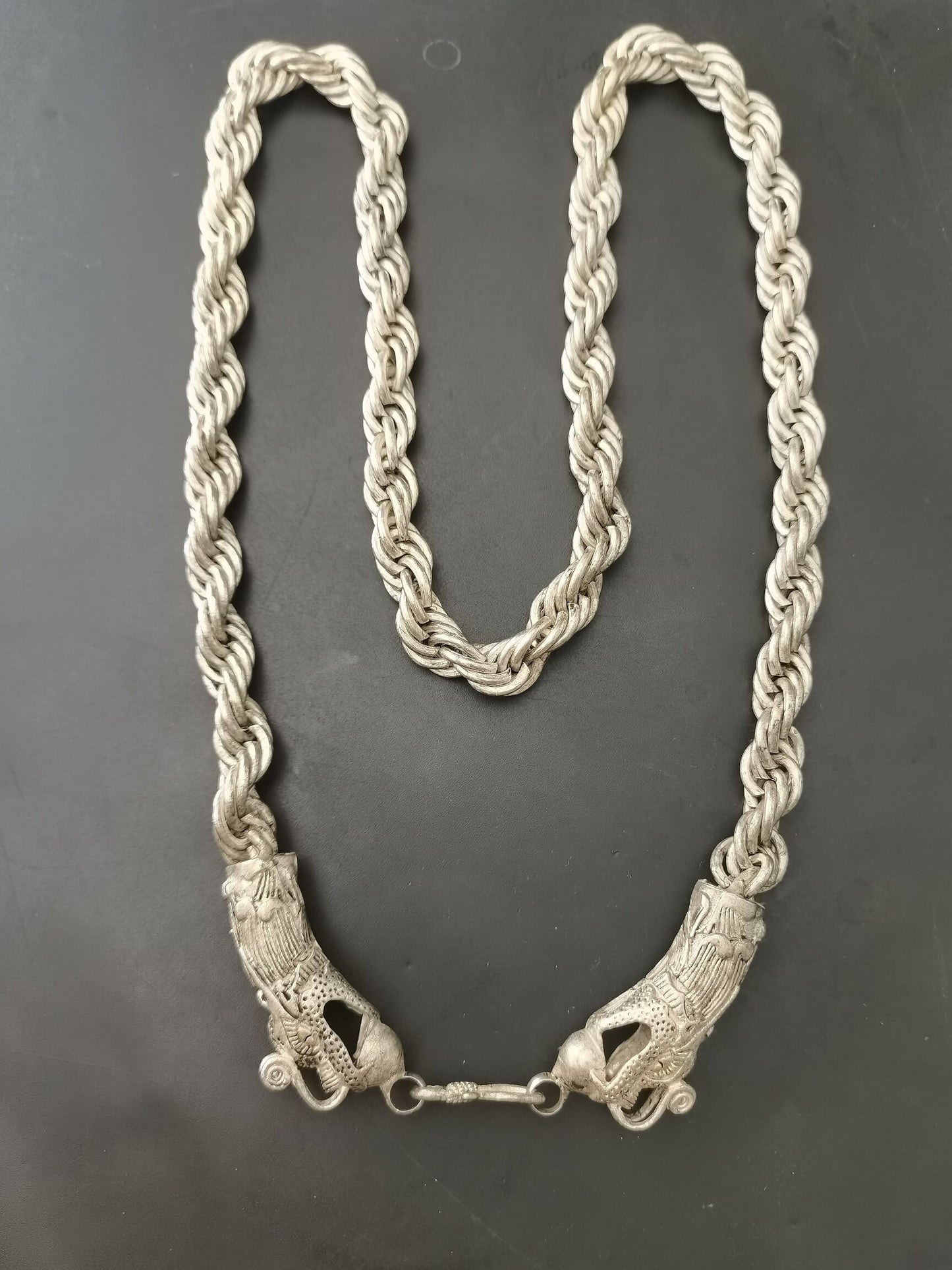 Chinese Antique Silver Dragon Necklace