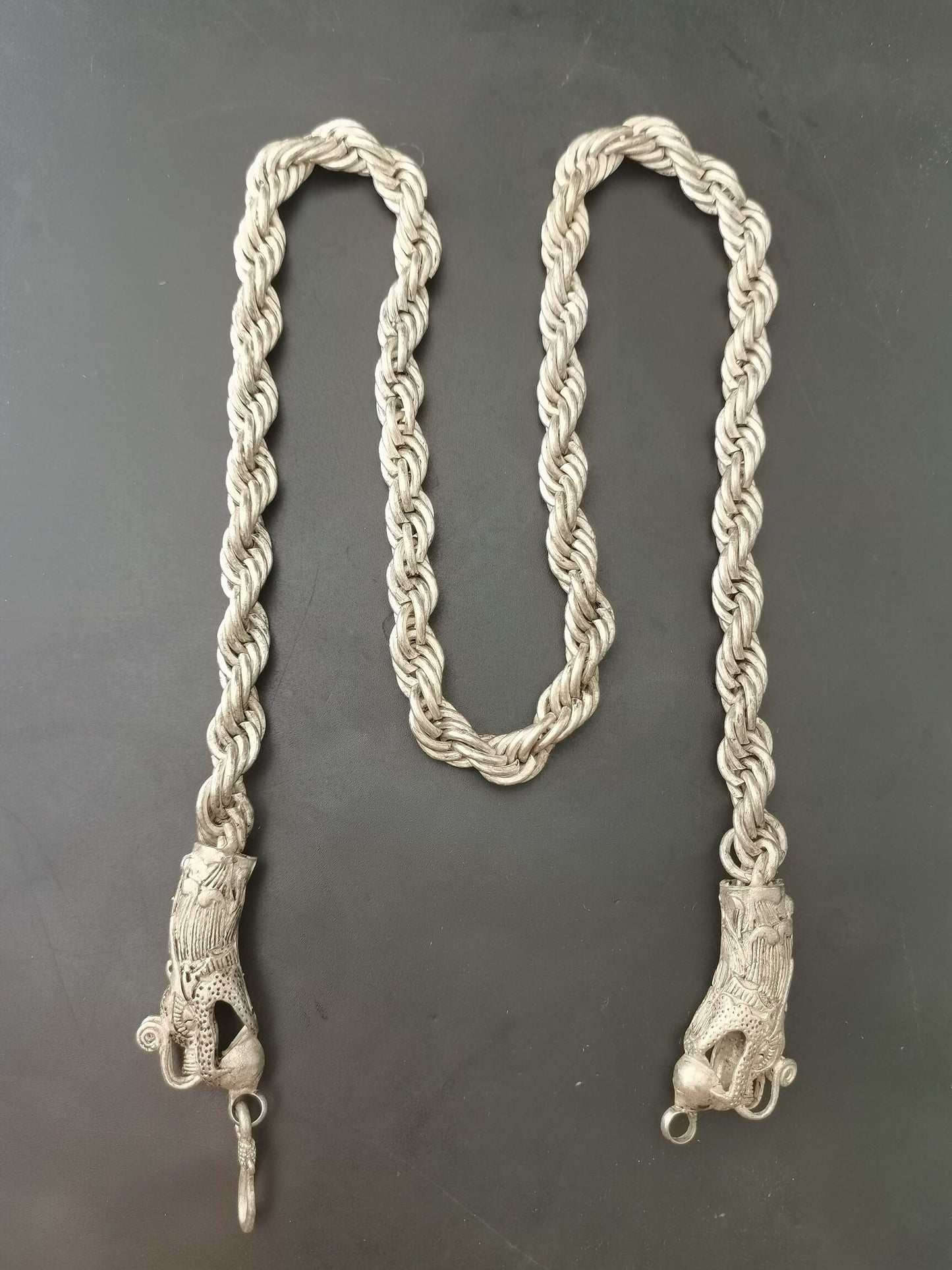 Chinese Antique Silver Dragon Necklace
