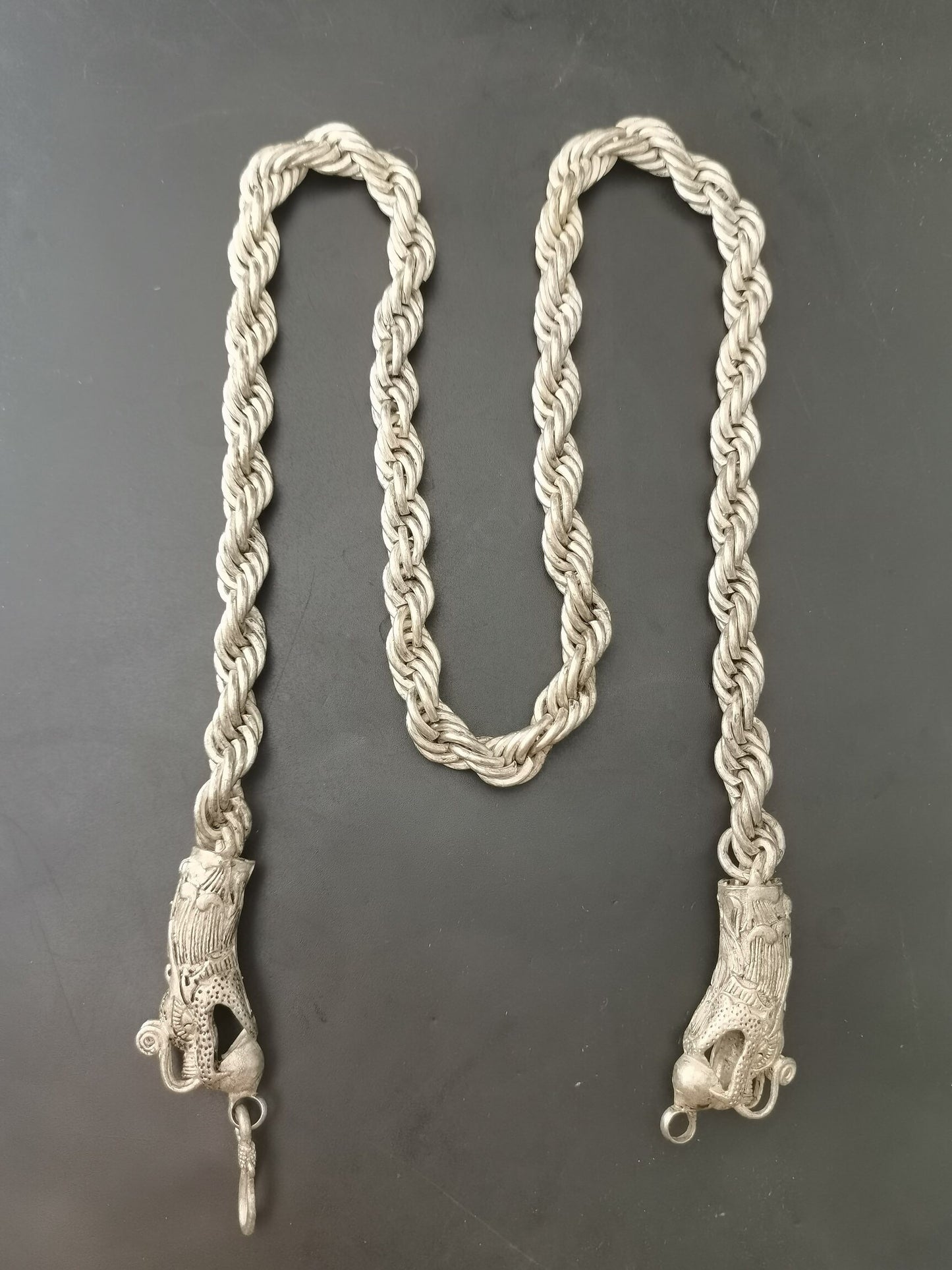Chinese Antique Silver Dragon Necklace