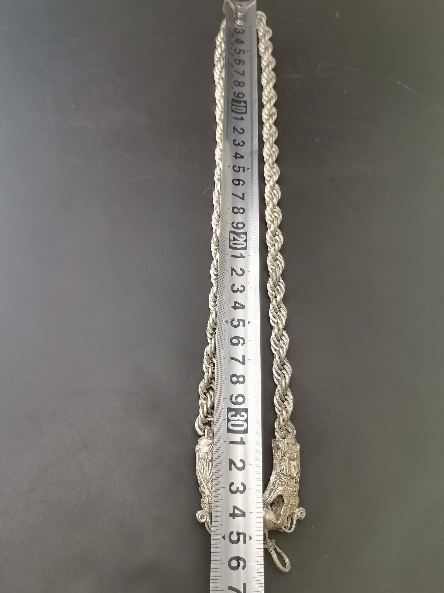 Chinese Antique Silver Dragon Necklace