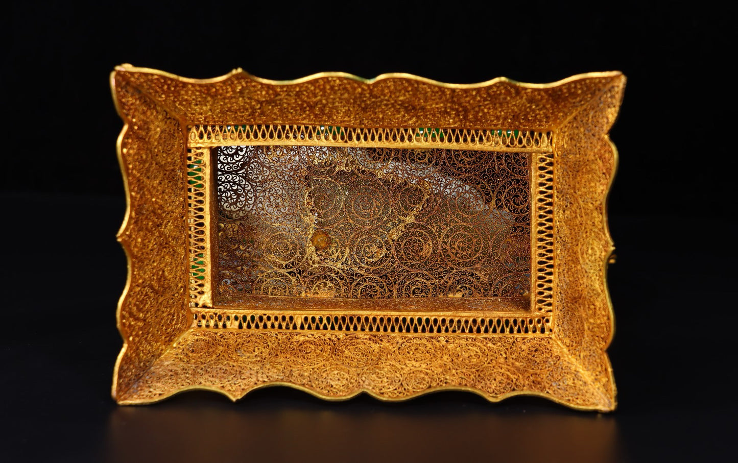 Chinese antiques, handmade, filigree, gilded, inlaid with Hotan Jade Guanyin
