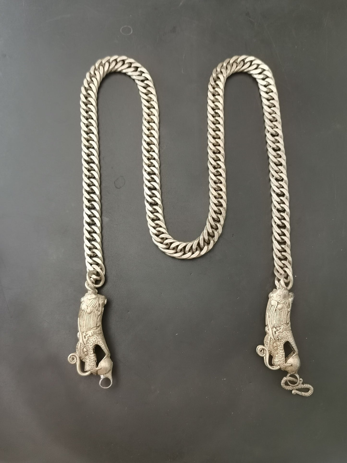 Chinese Antique Silver Dragon Necklace
