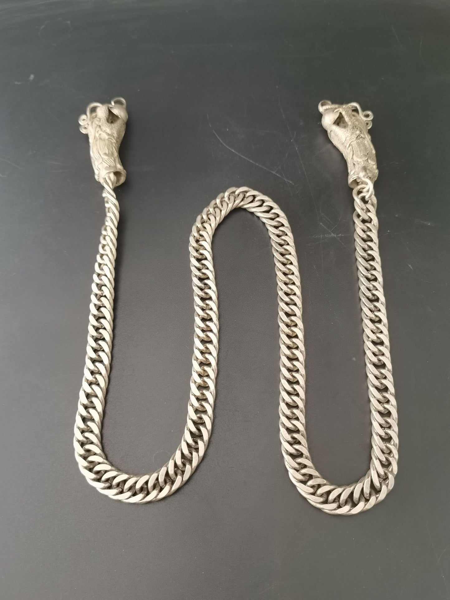 Chinese Antique Silver Dragon Necklace