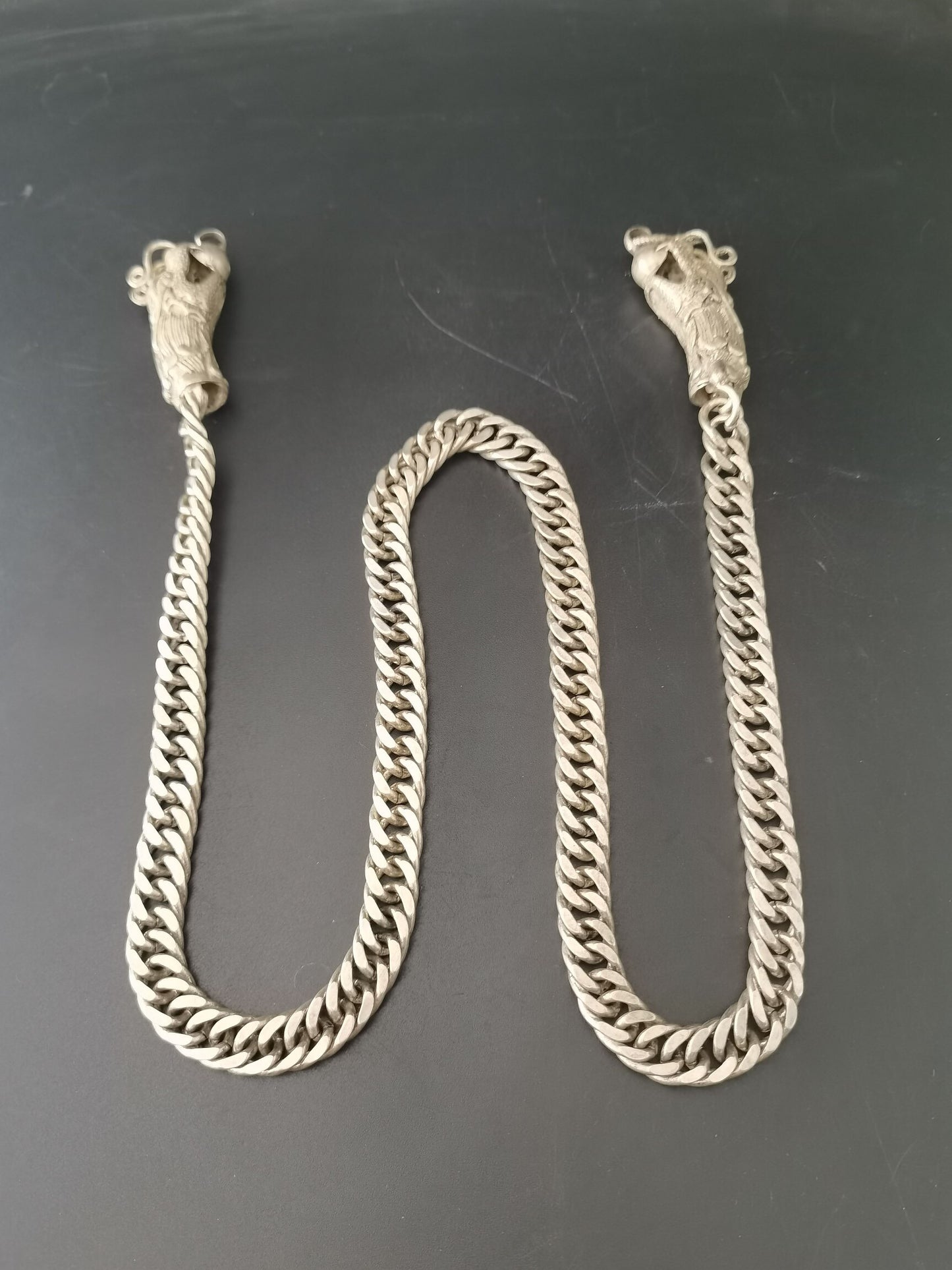 Chinese Antique Silver Dragon Necklace