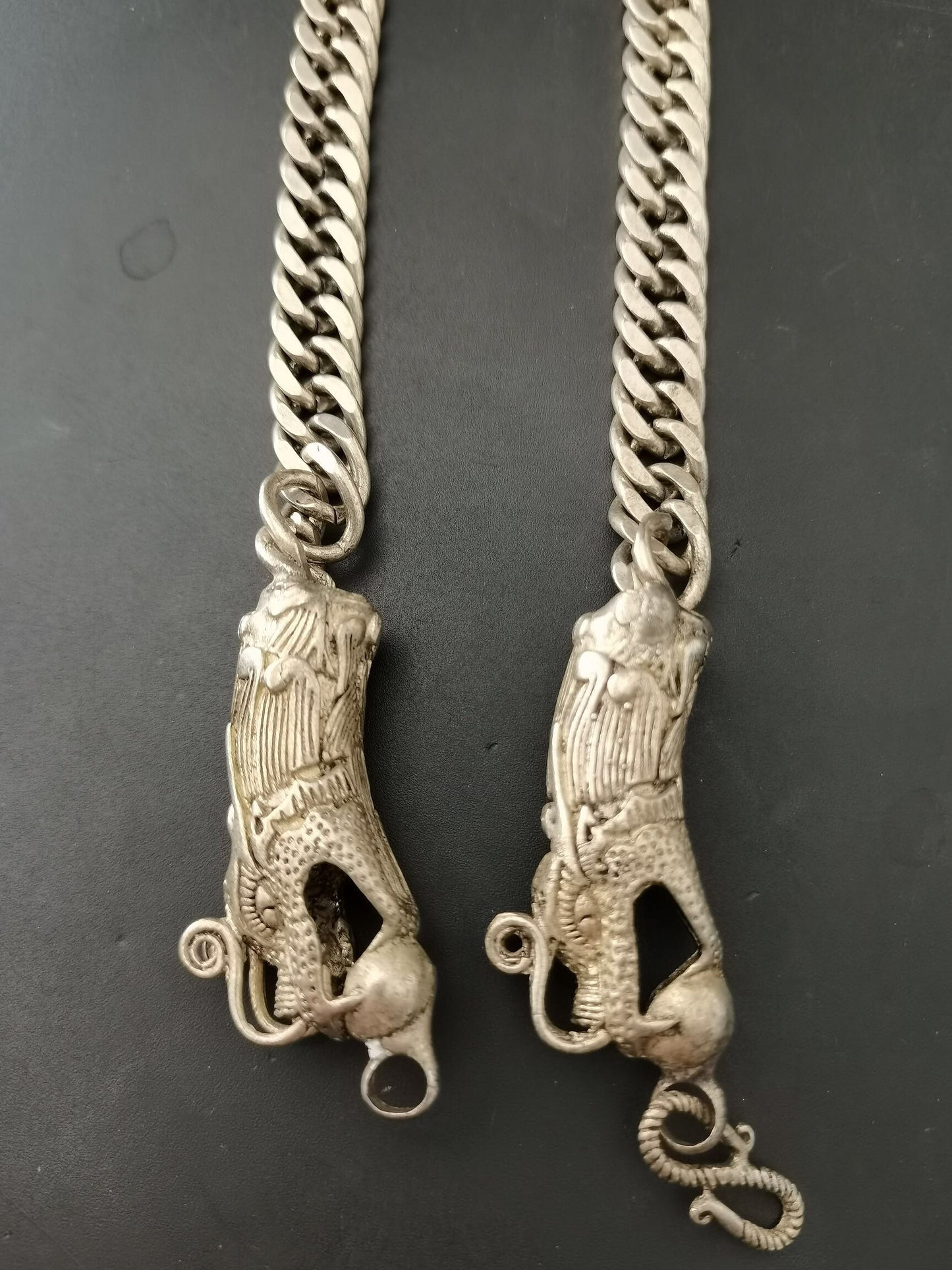Chinese Antique Silver Dragon Necklace