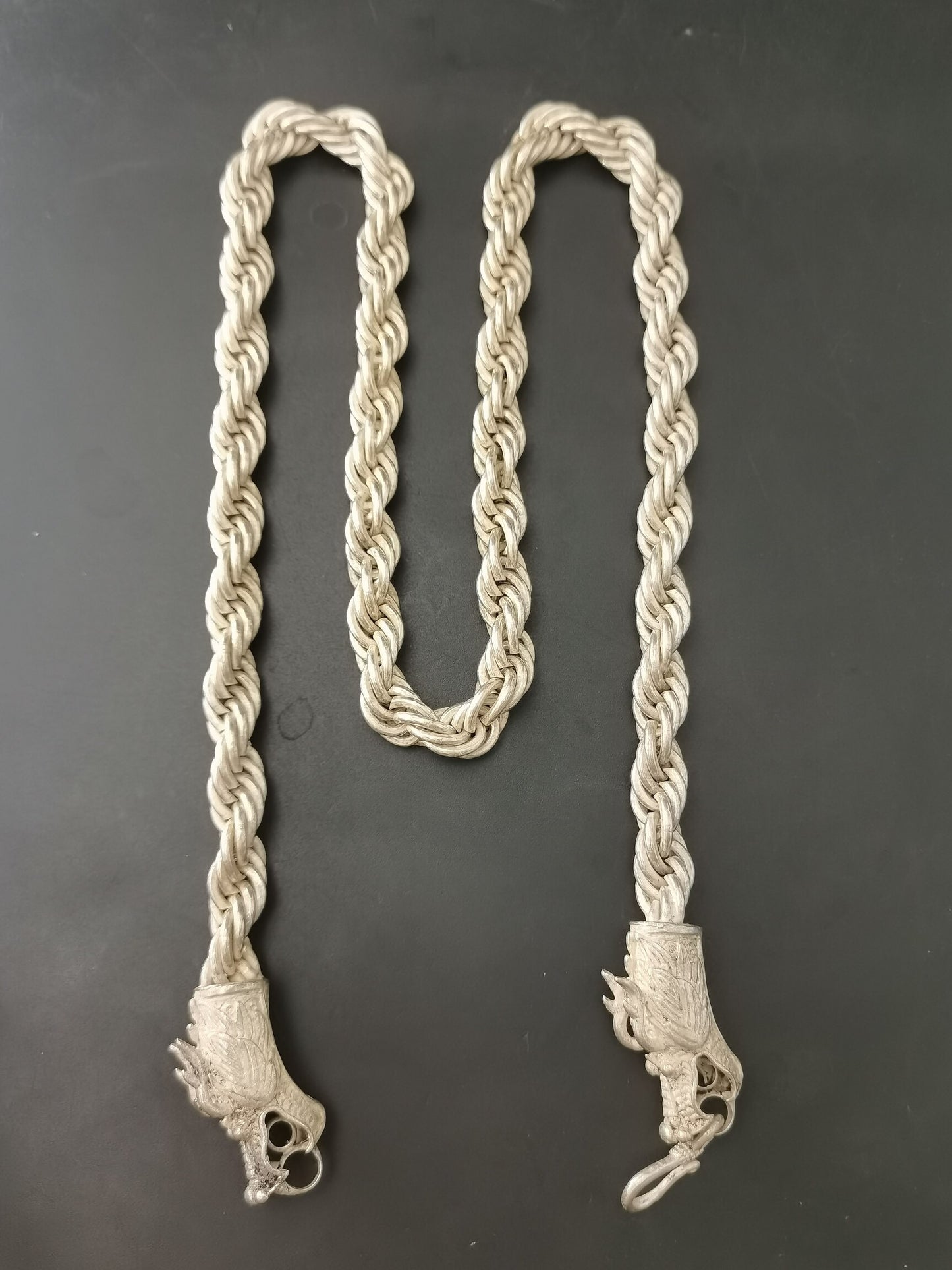 Chinese Antique Silver Dragon Necklace