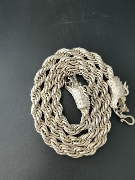 Chinese Antique Silver Dragon Necklace