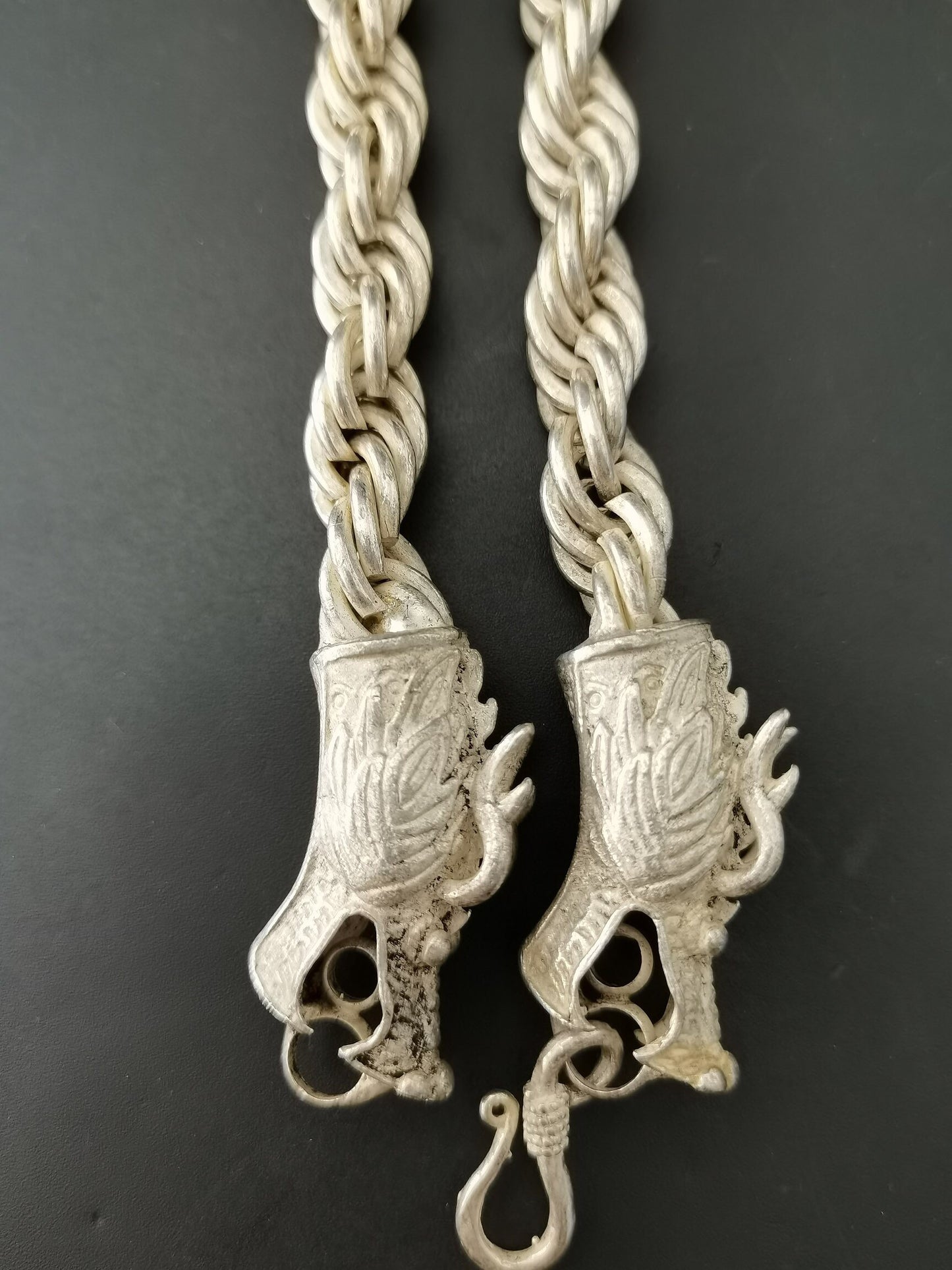 Chinese Antique Silver Dragon Necklace