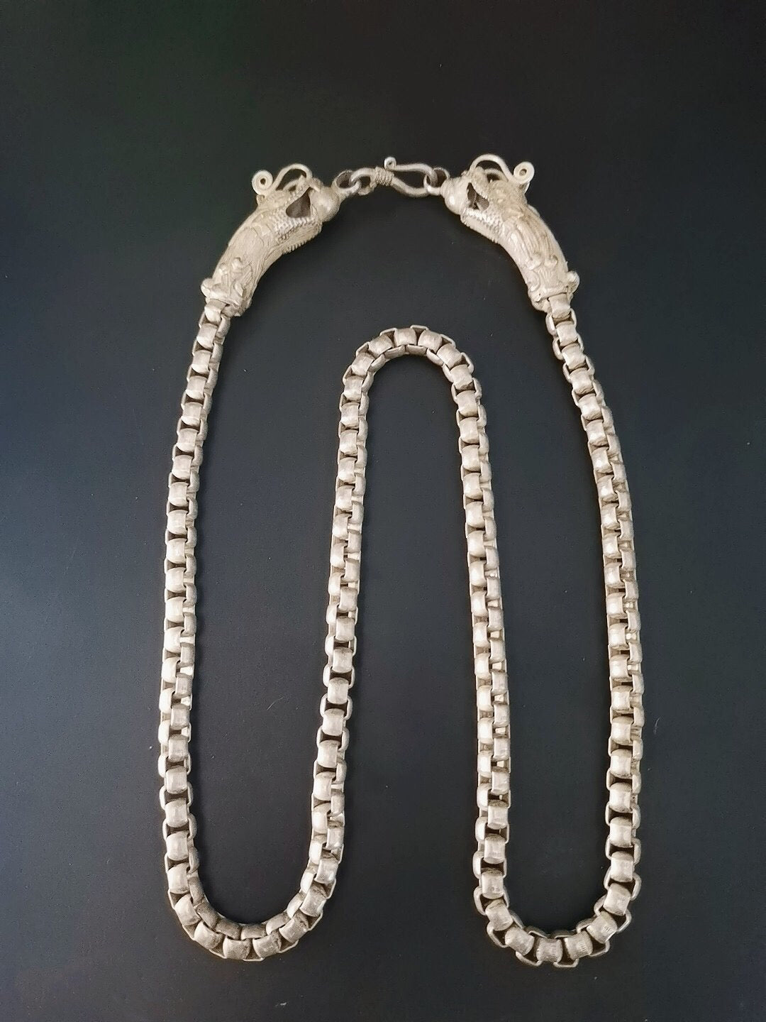 Chinese Antique Silver Dragon Necklace