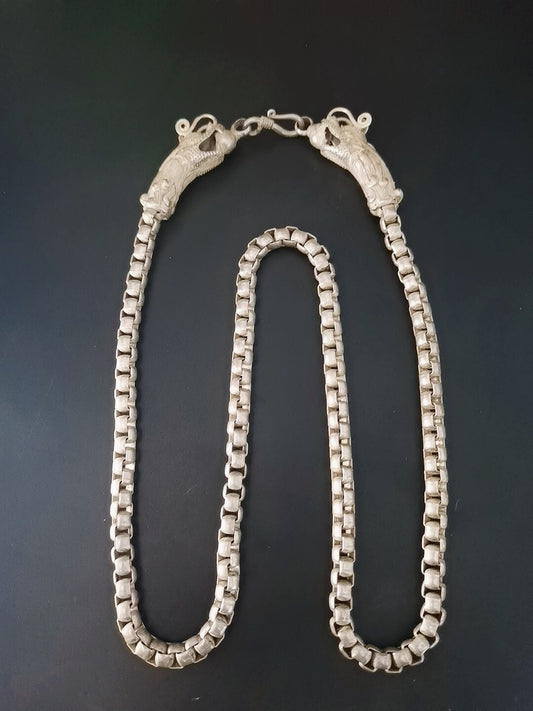 Chinese Antique Silver Dragon Necklace