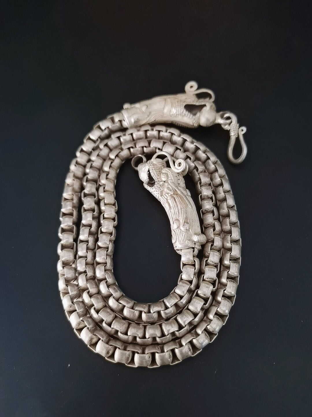 Chinese Antique Silver Dragon Necklace