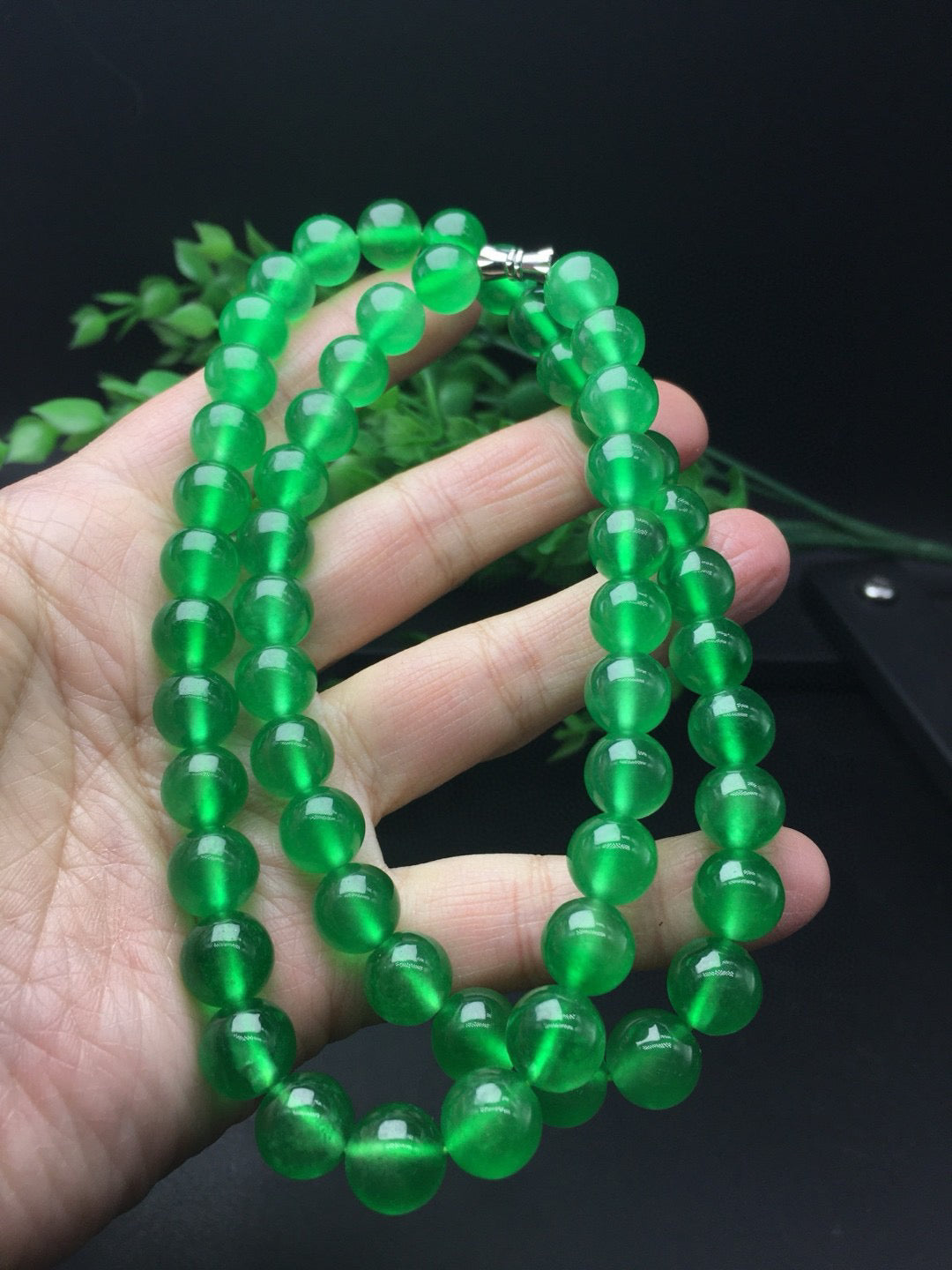 Ice Green Jade Ball Necklace