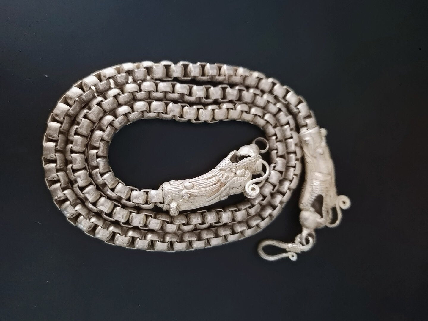 Chinese Antique Silver Dragon Necklace