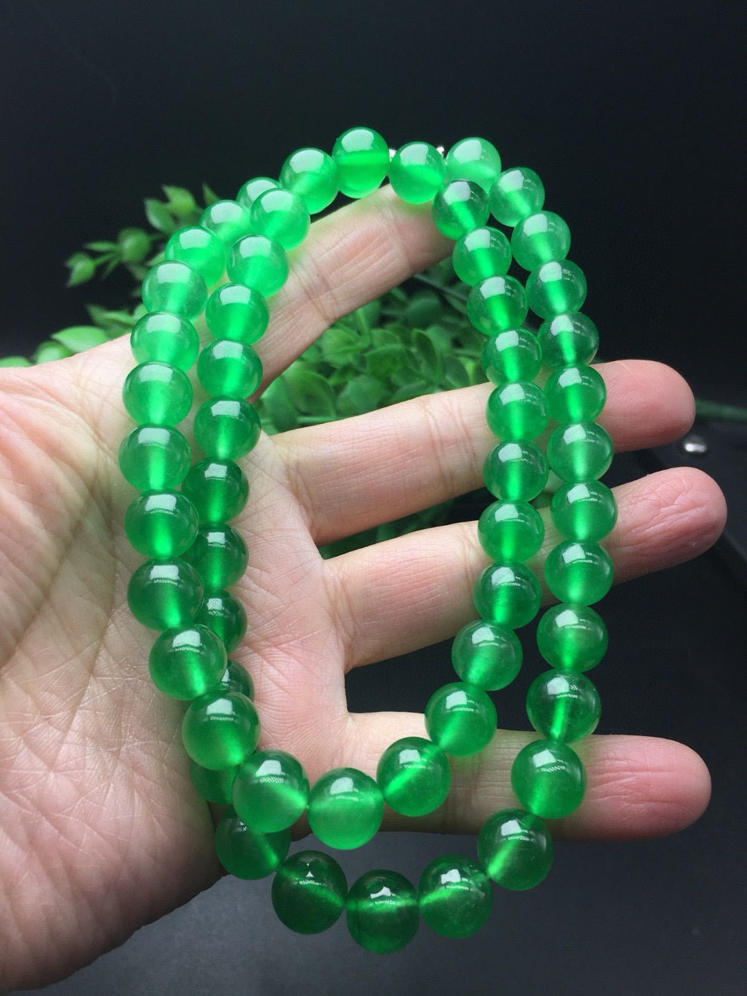 Ice Green Jade Ball Necklace