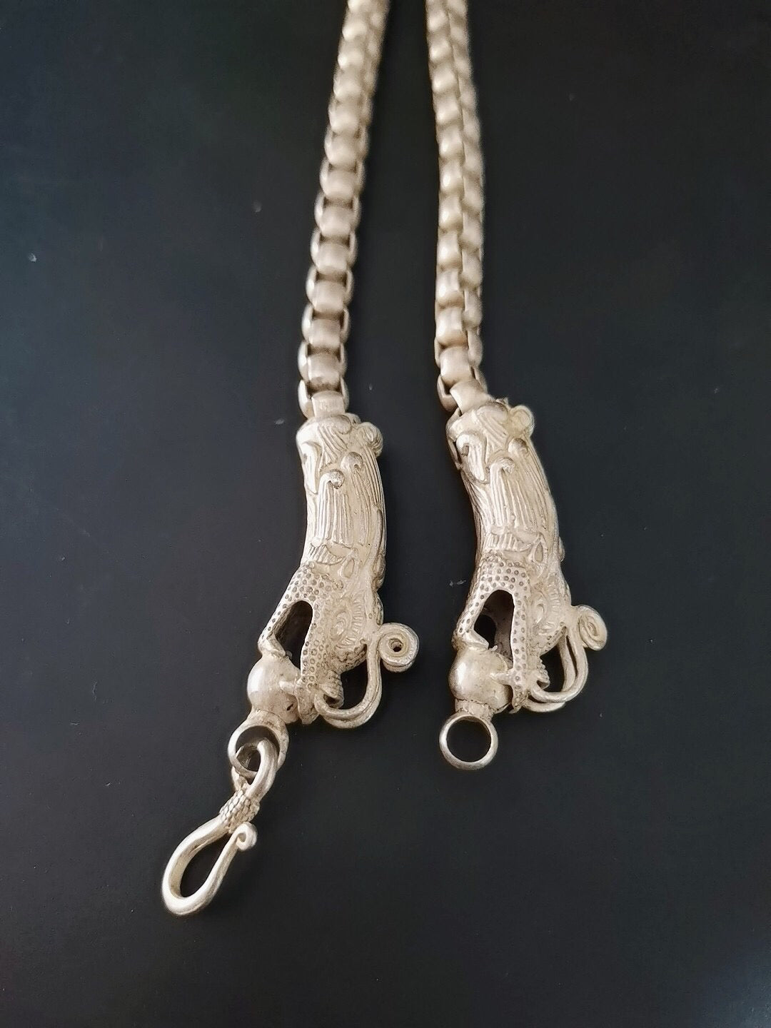 Chinese Antique Silver Dragon Necklace