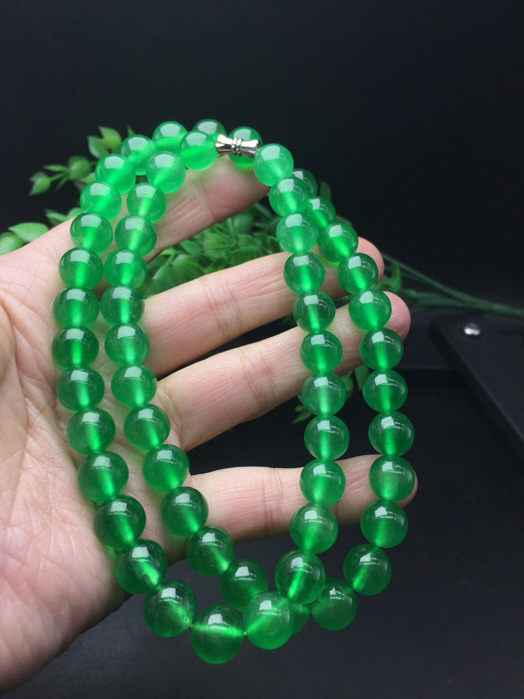 Ice Green Jade Ball Necklace