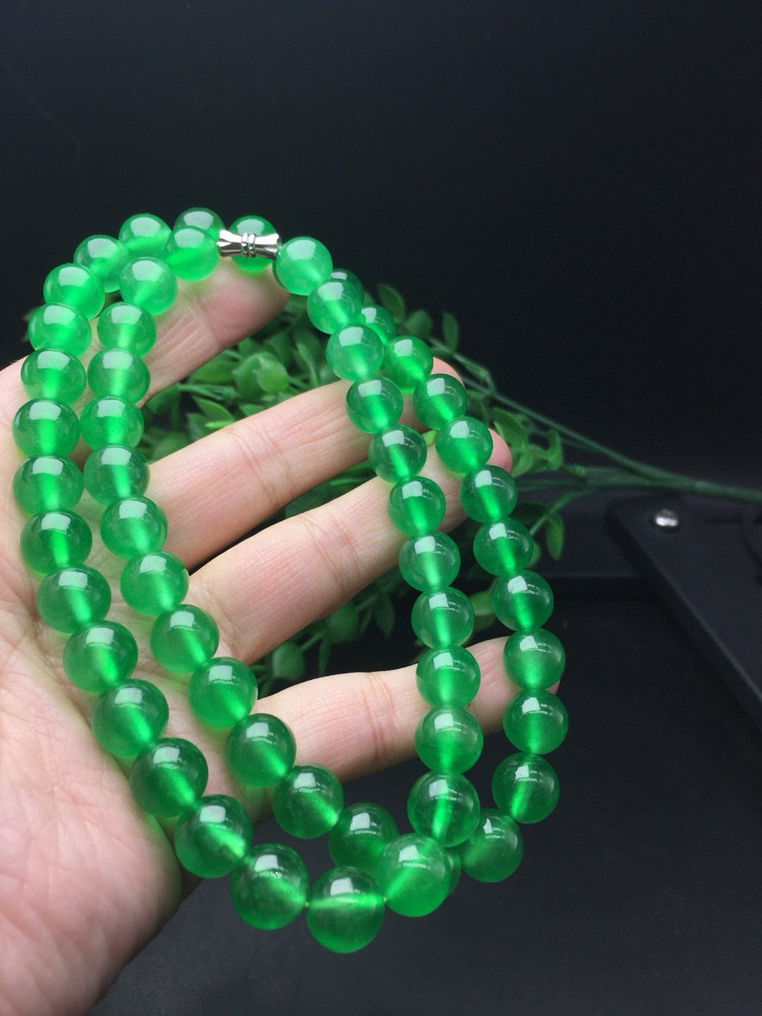 Ice Green Jade Ball Necklace