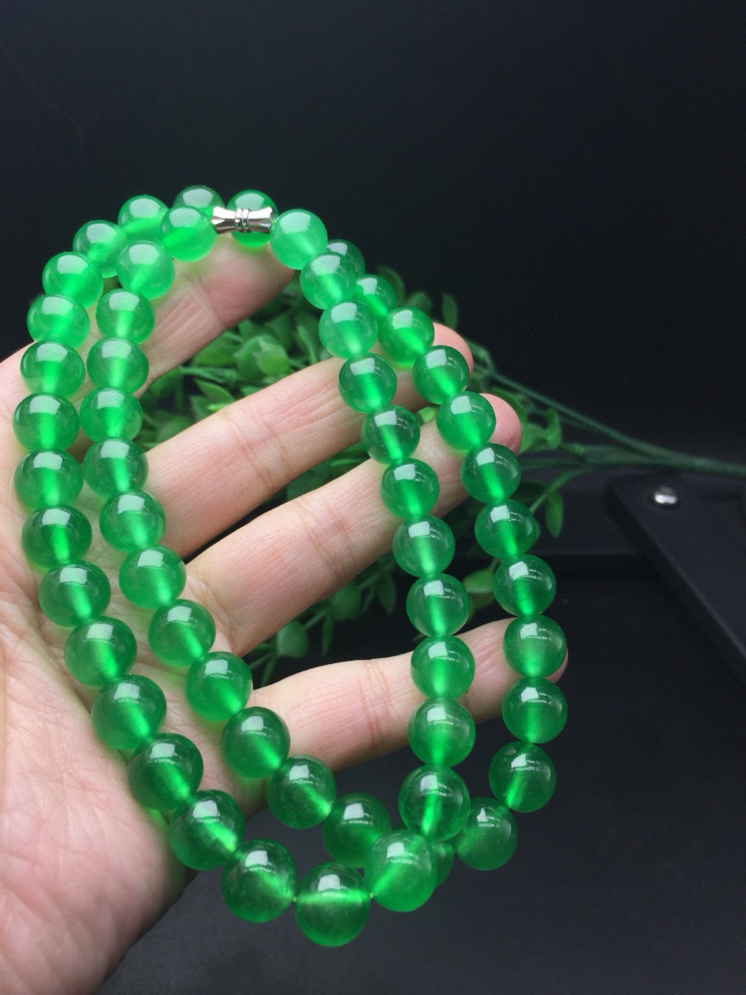 Ice Green Jade Ball Necklace