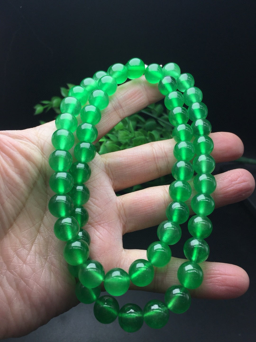 Ice Green Jade Ball Necklace