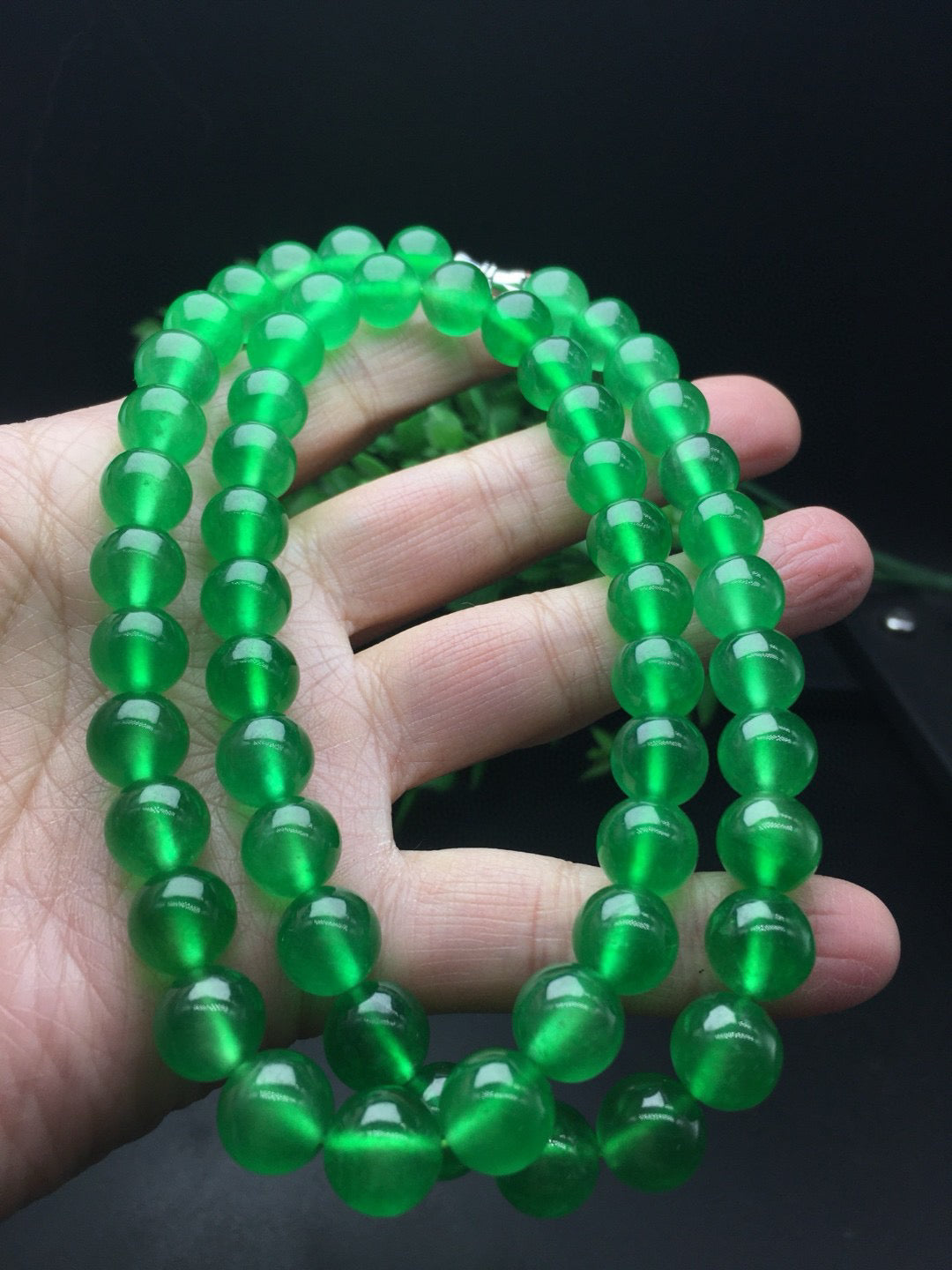 Ice Green Jade Ball Necklace